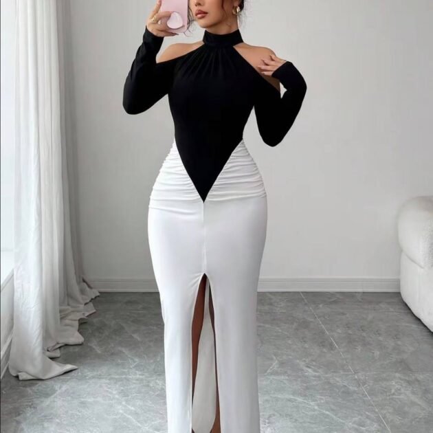 Robe Soirée Classe noir-blanc
