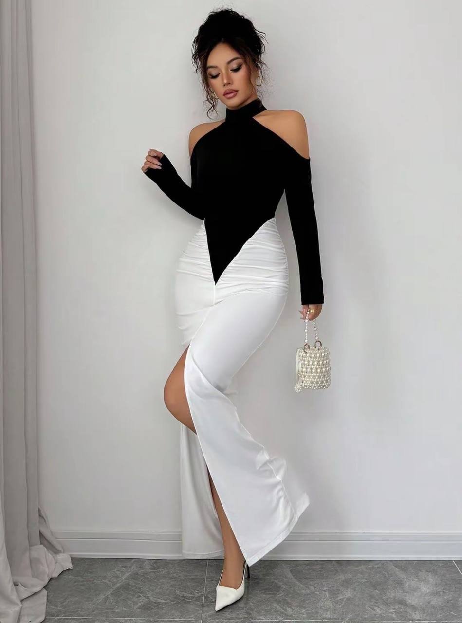 Robe Soirée Classe noir-blanc - الصورة 3