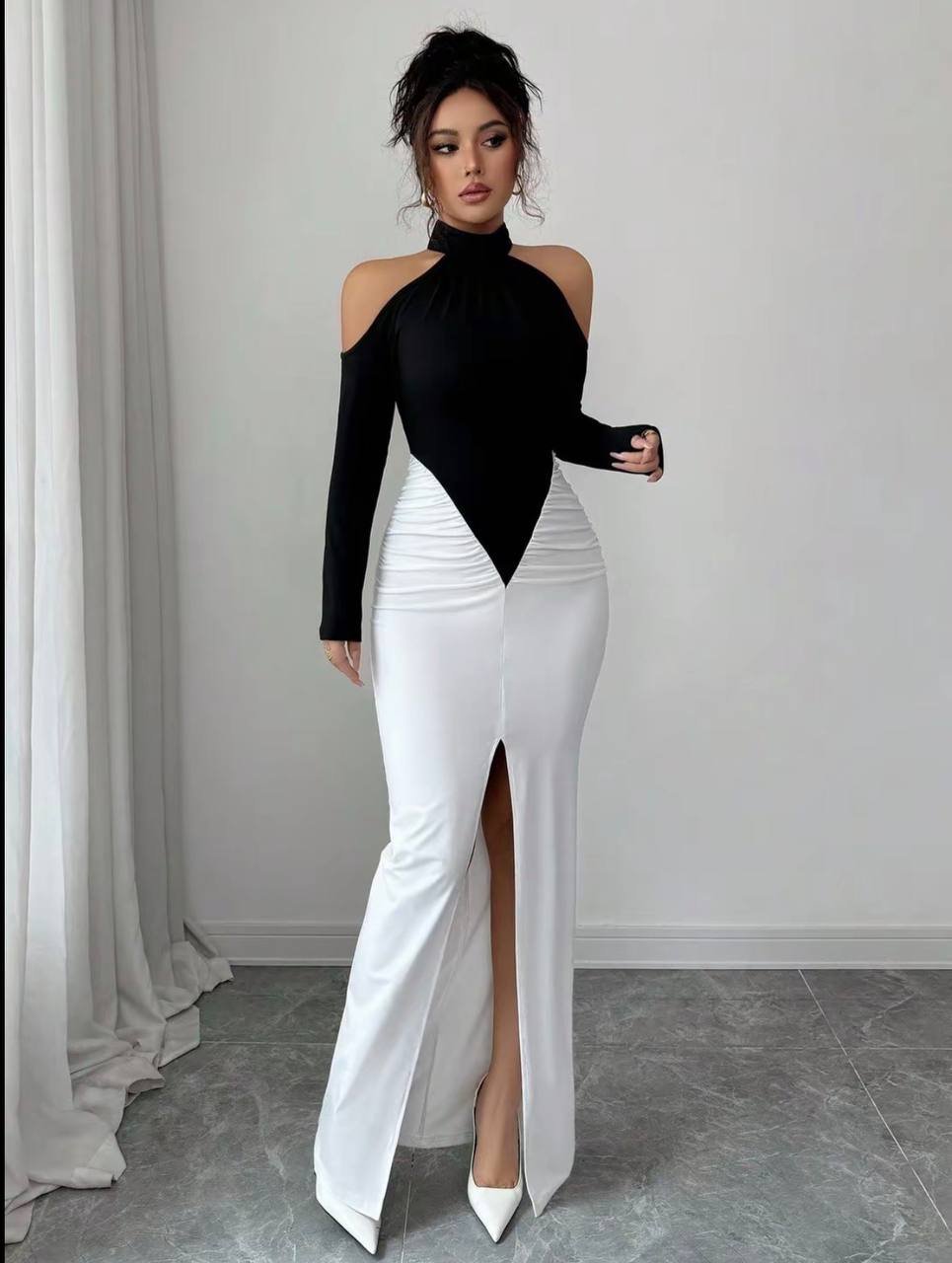 Robe Soirée Classe noir-blanc - الصورة 4
